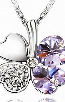 TAOTAOHAS-Crystal TTH Swarovski Elements Crystal Pendant Short Necklace [Sweet Four Leaf Clover, Light Amethyst ]